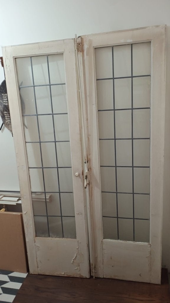 Ensuite deuren met glas in lood (202x58 cm), Ophalen, Gebruikt, Minder dan 80 cm, Binnendeur