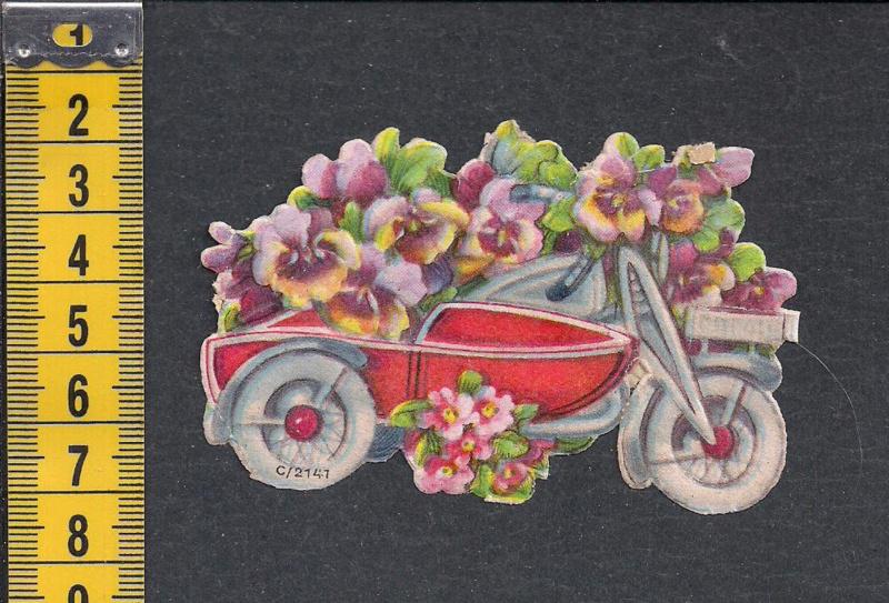 Bloemen Motor antiek poezieplaatje (620), Ophalen of Verzenden