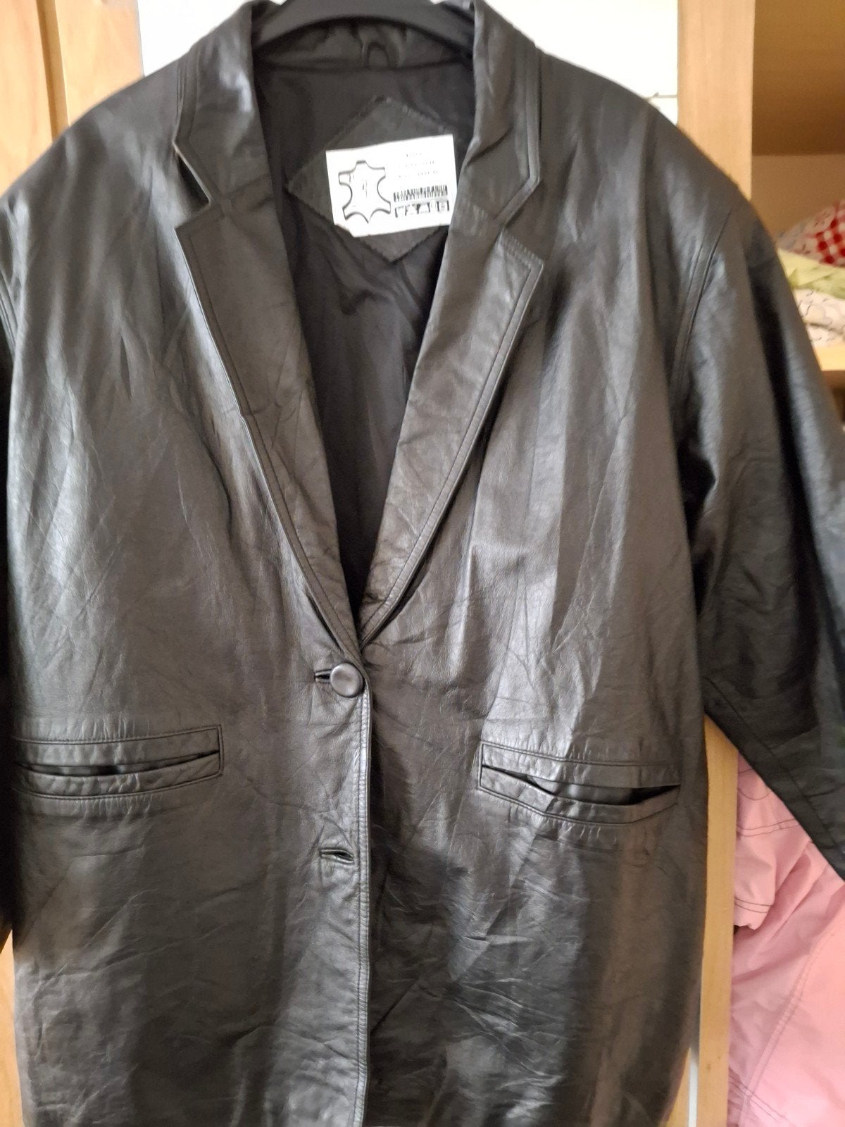 Vintage Leren Jas Zwart - Meera Creations, Ophalen, Zwart, Maat 42/44 (L), Gedragen