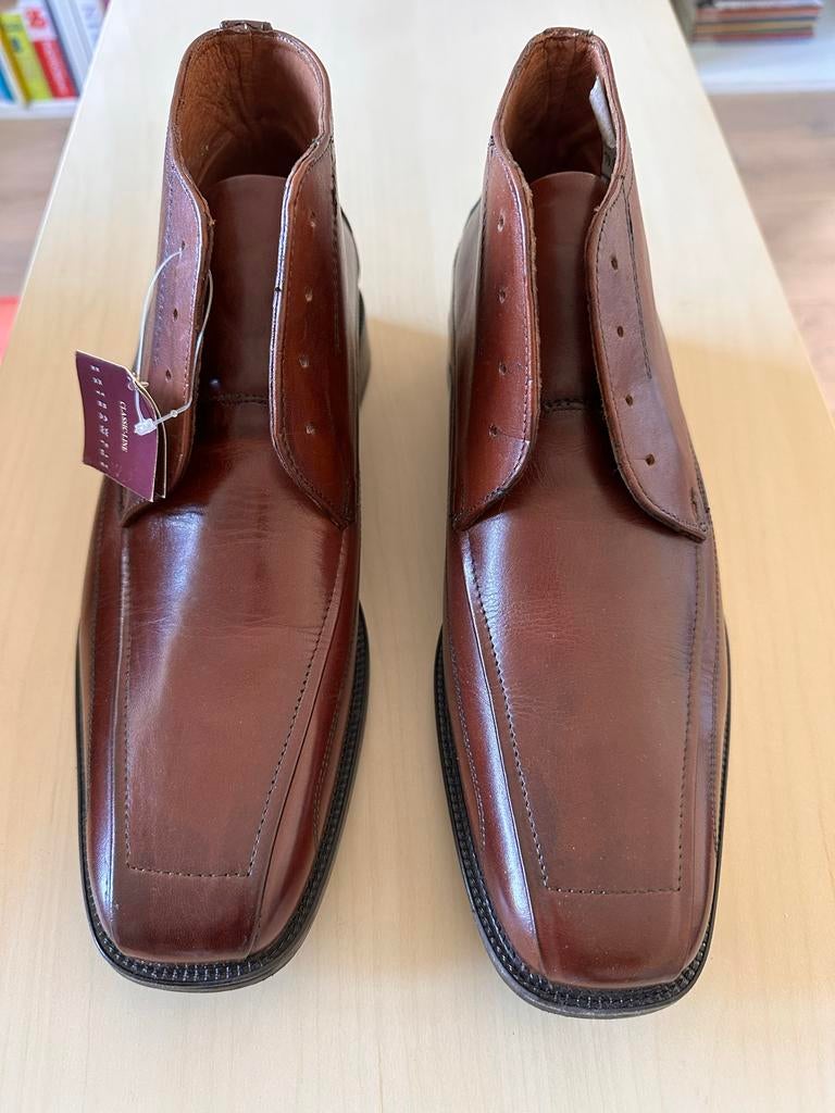 Cognac leren veterschoenen, maat 44, extra breed, Bruin, Nieuw, Ophalen of Verzenden, Veterschoenen