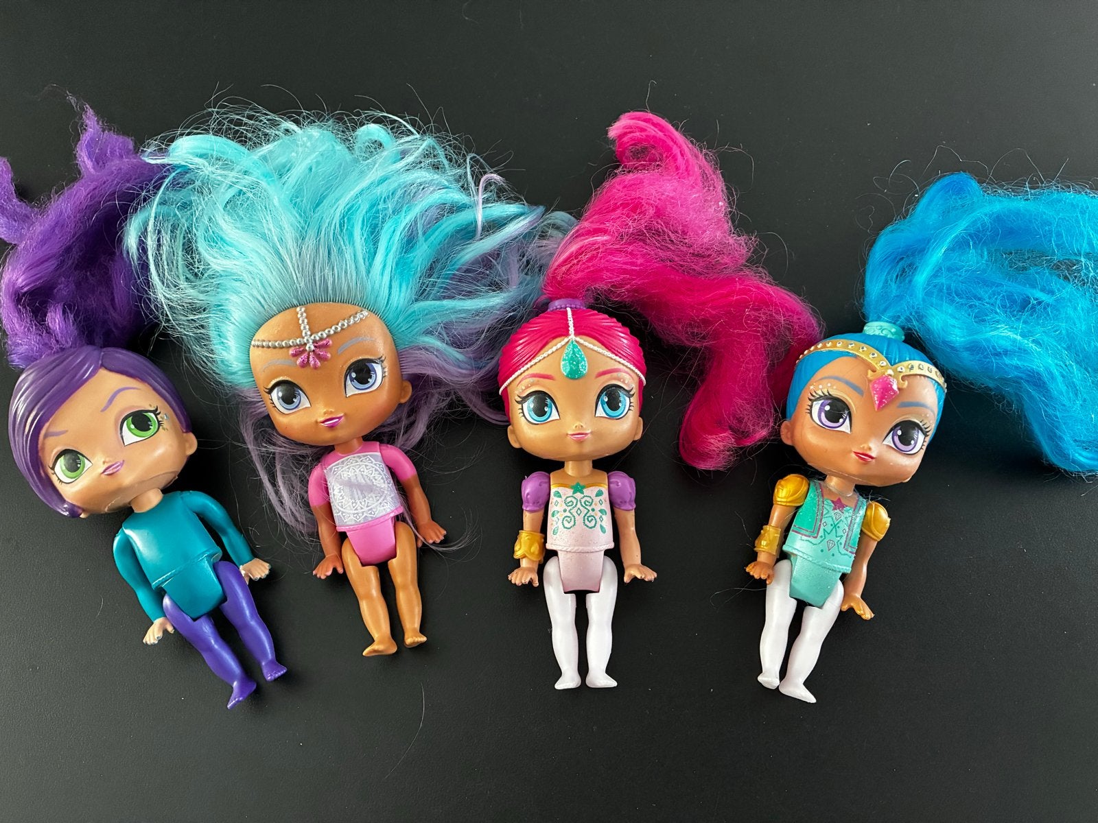 Shimmer en Shine poppen set - 4 stuks, Ophalen of Verzenden, Gebruikt, Overige typen