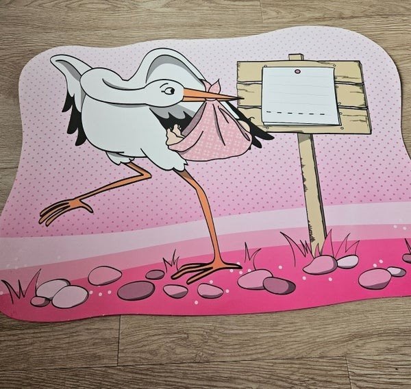 Geboortebord Ooievaar Roze - Hoera een Meisje!, Onbekend, Nieuw, Ophalen of Verzenden, Onbekend