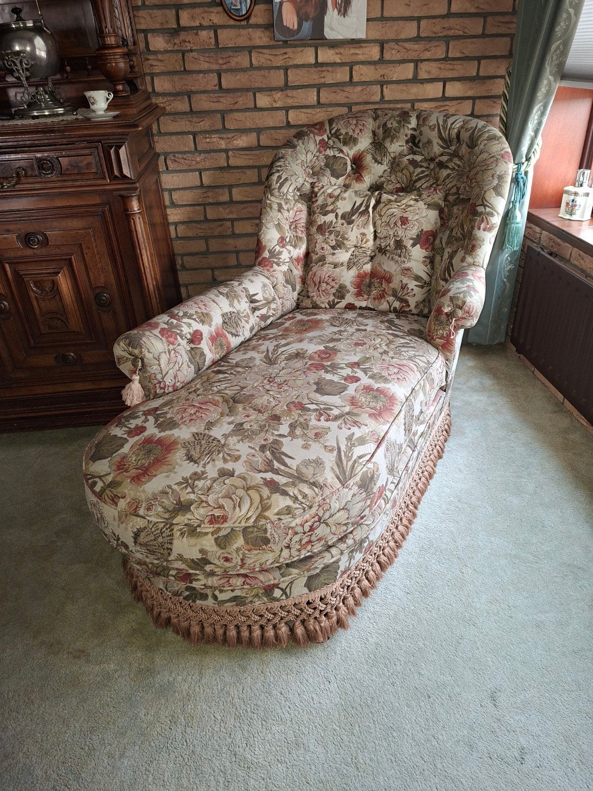 Klassieke méridienne/chaise longue met bloemenprint, Ophalen, Gebruikt, Eenpersoons, Minder dan 150 cm