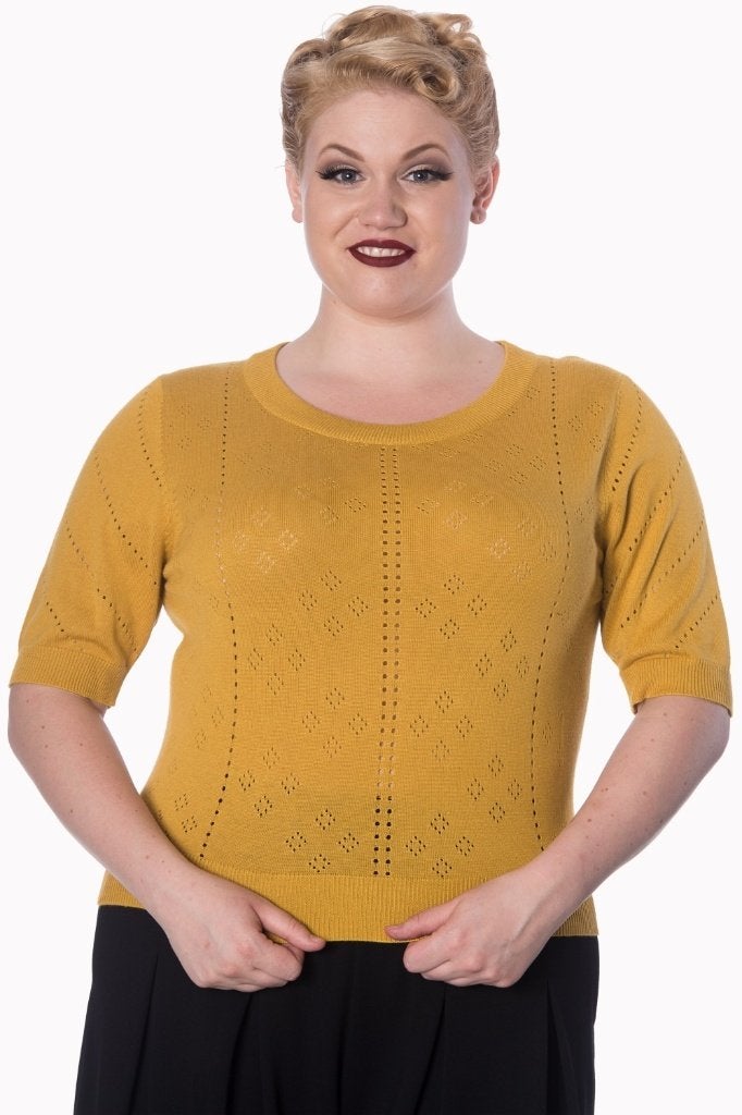 Banned Retro Pullover Mosterdgeel 4XL Rockabilly Vintage, Syal sp. z o.o,, Verzenden, Geel, Maat 46/48 (XL) of groter