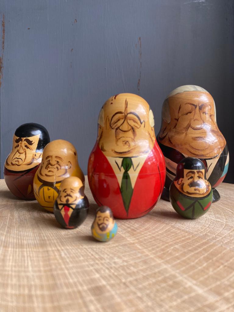 Vintage Matroesjka - Russische Presidenten - 7-delig!, Verzamelen, Ophalen of Verzenden, Zo goed als nieuw