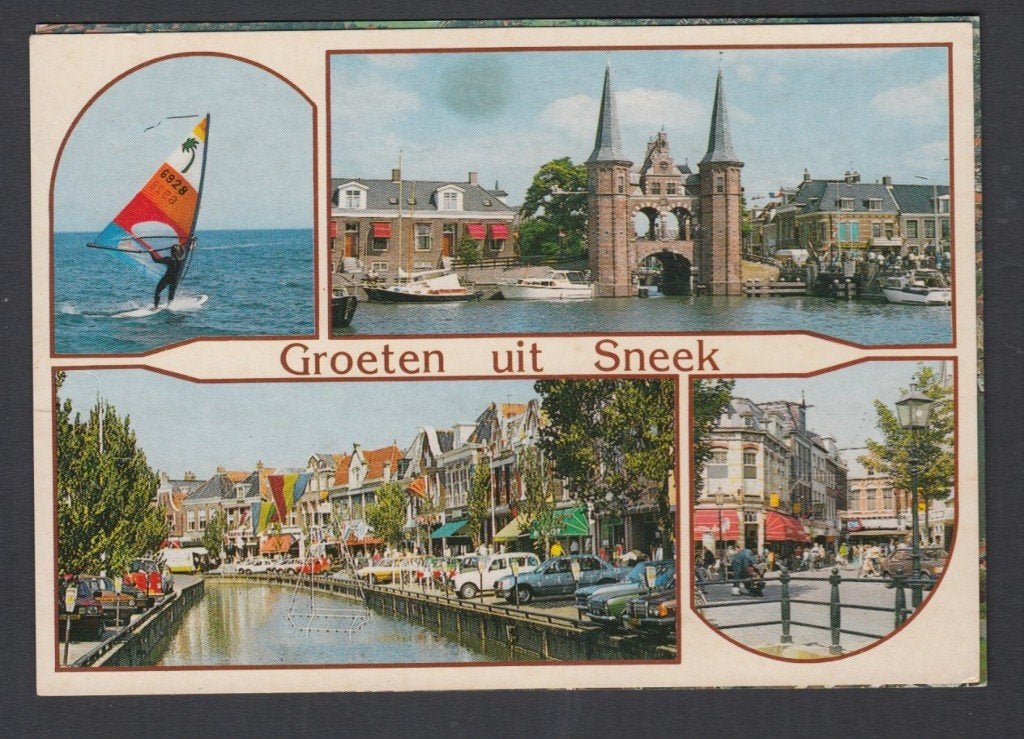 Sneek Groeten Surfen Waterpoort 1985 Ongelopen, Verzenden, 1980 tot heden, Ongelopen, Friesland