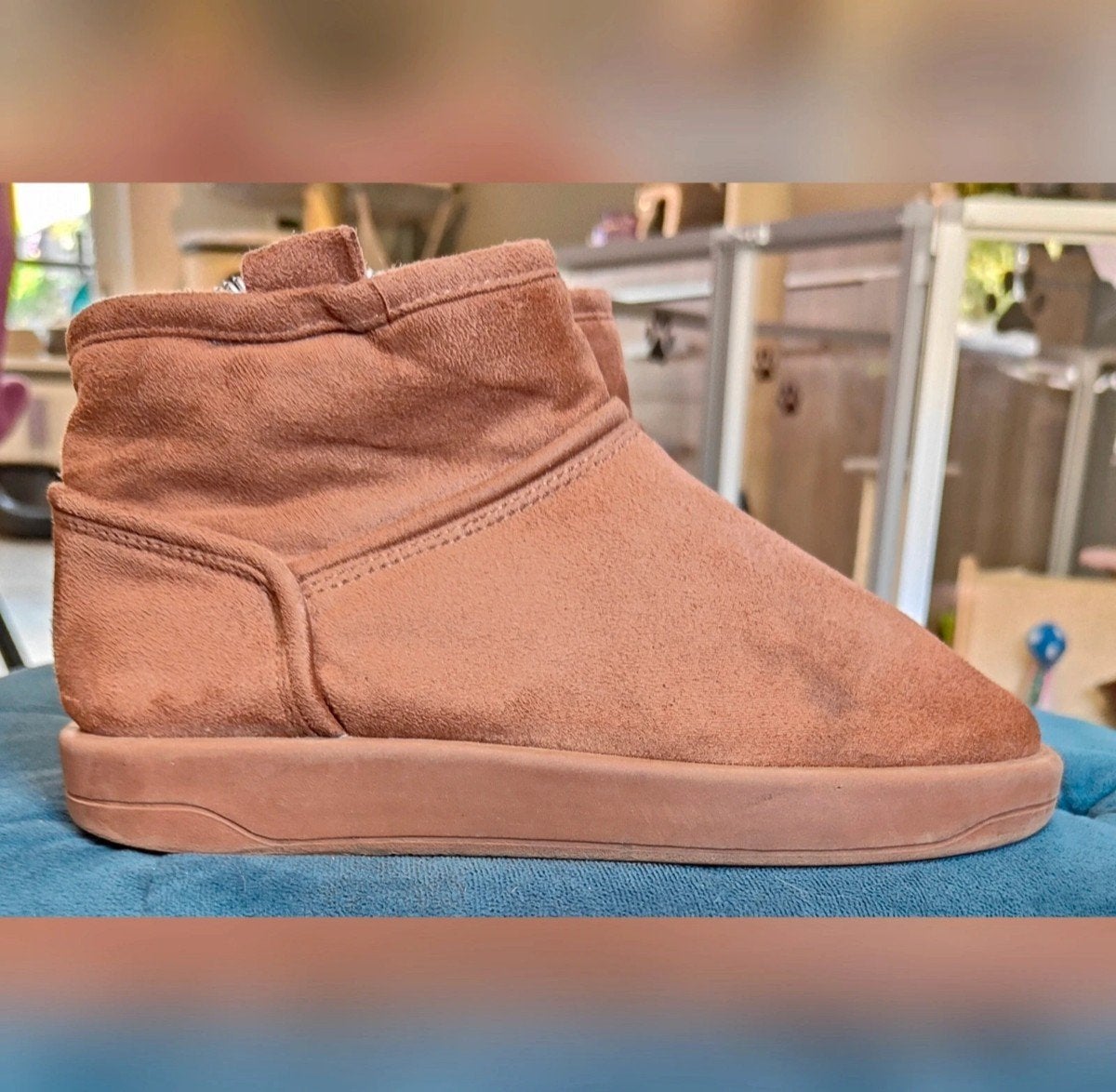 Zara bruin suede look enkellaarsjes maat 34, Ophalen of Verzenden, Zo goed als nieuw, Bruin