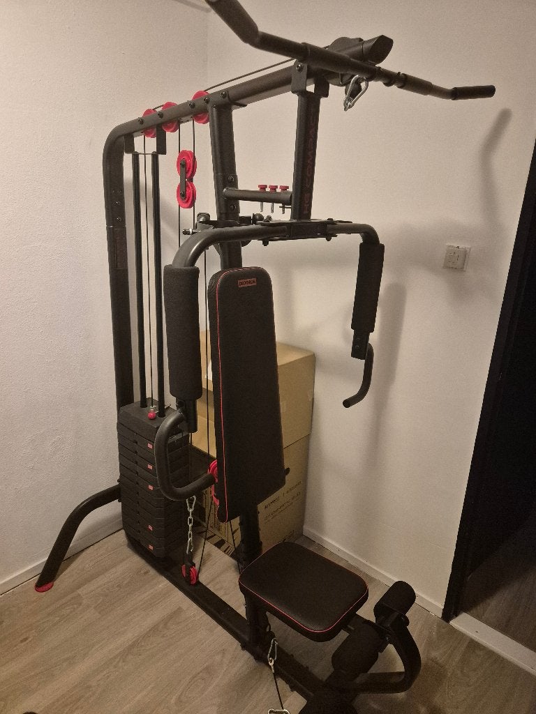 Homegym Set + gewichten + stangen, Sport en Fitness, Ophalen, Gebruikt, Benen, Halterschijven