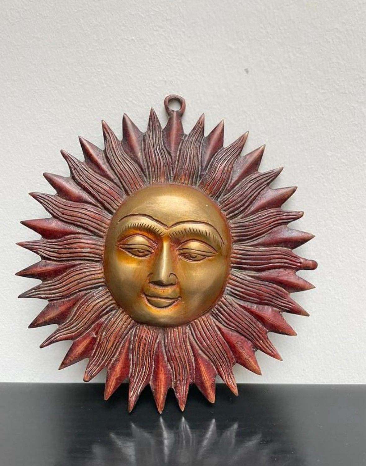 Antieke bronzen oosterse zon, Antiek en Kunst, Antiek | Koper en Brons, Ophalen of Verzenden, Brons