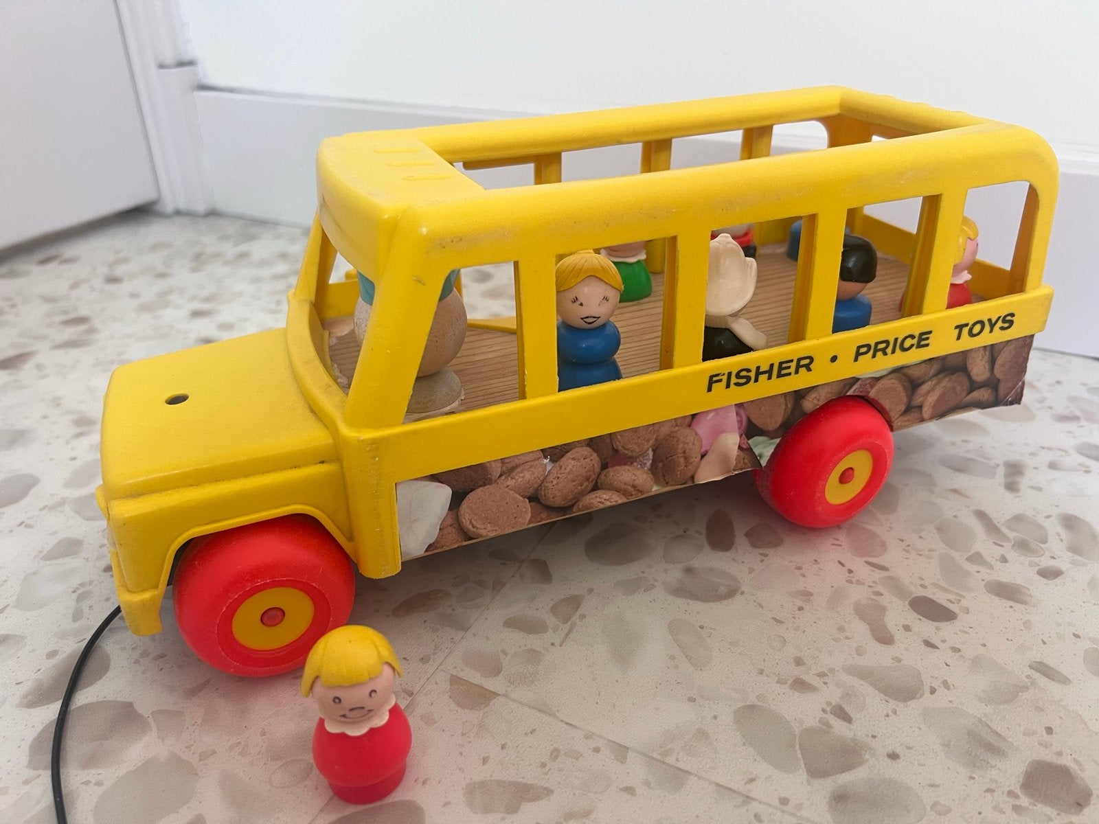 Vintage Fisher-Price Schoolbus met Little People, Ophalen of Verzenden, Gebruikt, Auto of Voertuig