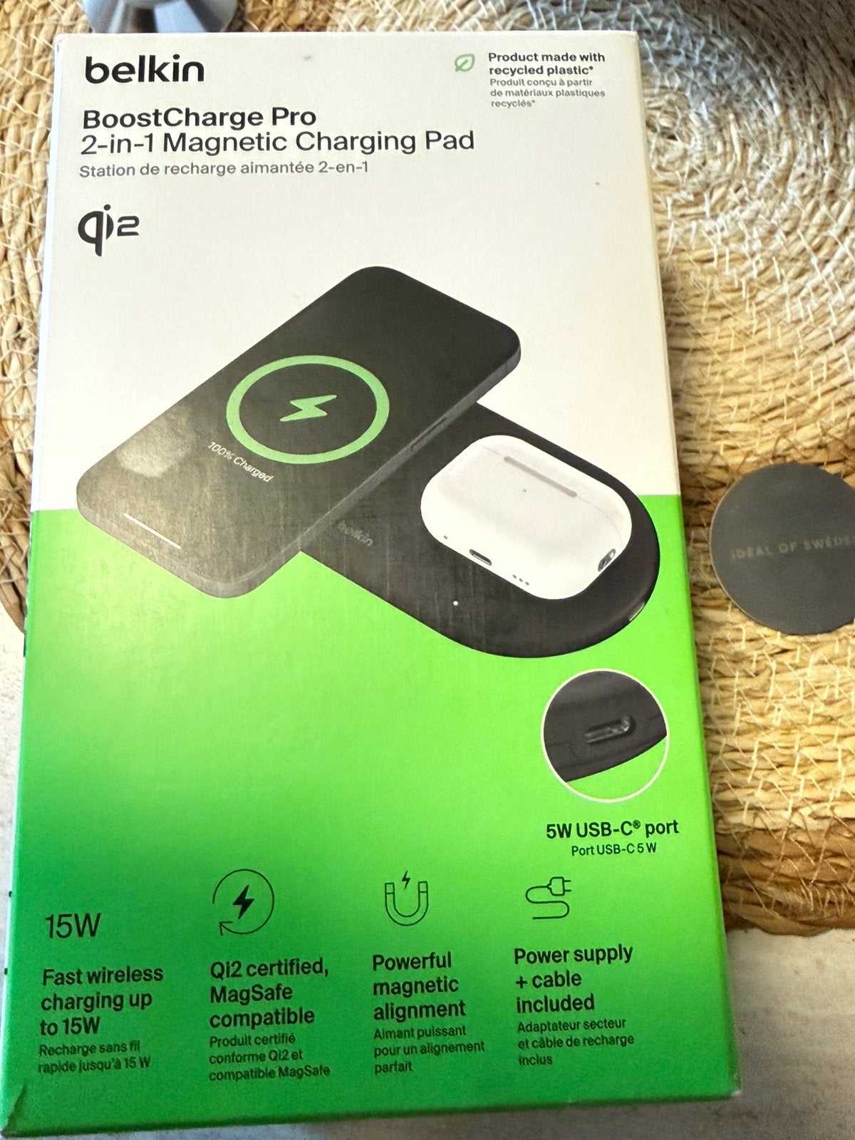 Belkin 2-in-1 Magnetic Wireless Charging l15W, Lightning, Draadloze oplader, Nieuw, Ophalen of Verzenden