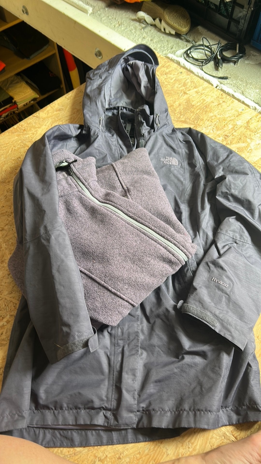 Tnf north face hyvent 3 in 1 jas paars medium parka, Ophalen of Verzenden, Zo goed als nieuw, Maat 38/40 (M), Paars