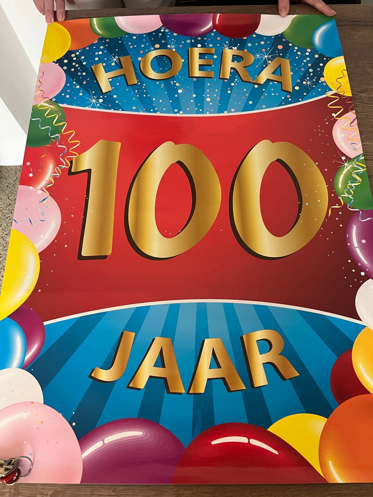 Hoera 100 Jaar Poster - Feestelijke Verjaardagsdecoratie, Ophalen, Nieuw, Versiering, Verjaardag