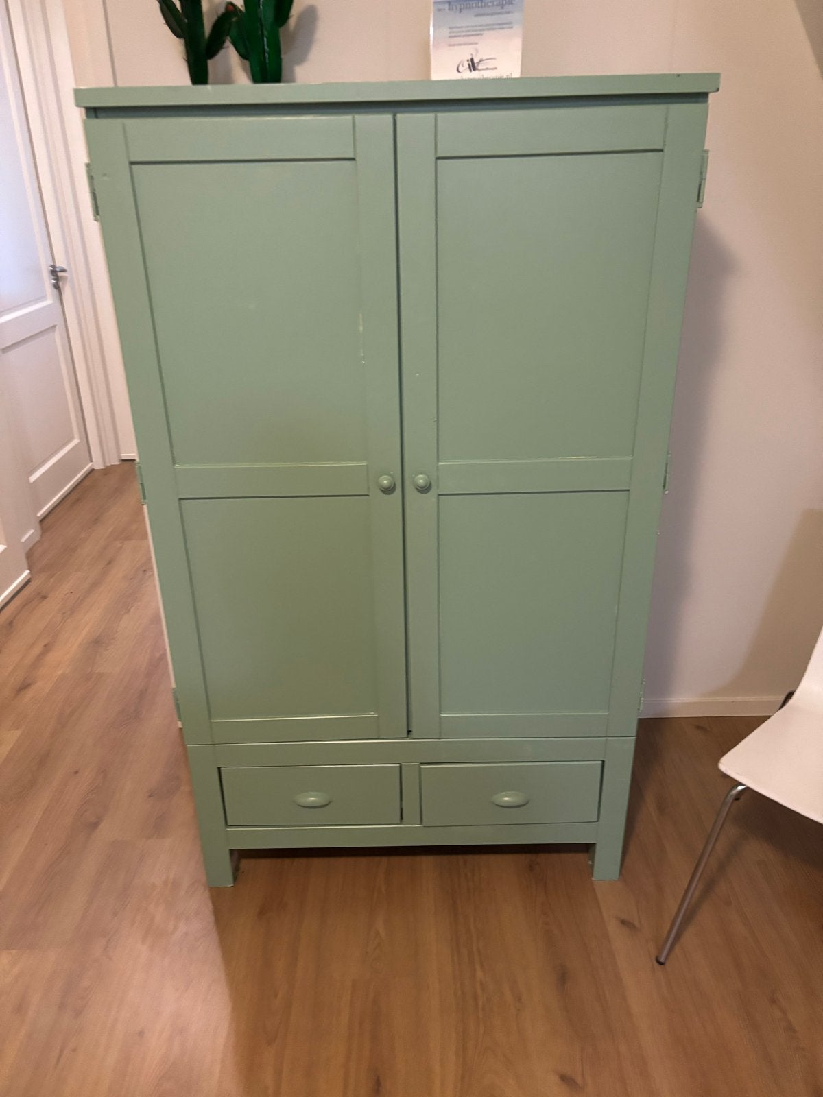 Groene kast met lades en deuren, Huis en Inrichting, Kasten | Kledingkasten, Ophalen, Gebruikt, 50 tot 100 cm, Met lade(s)