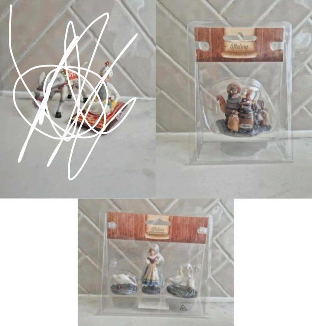 Efteling Luville Miniaturen: Vos & Kat + Ganzenhoedster, Verzamelen, Efteling, Ophalen of Verzenden