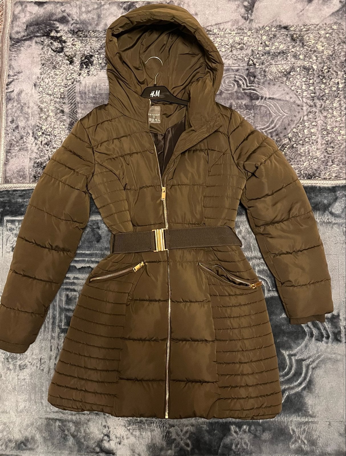 Primark legergroene jas maat 38/40 (S) met ceintuur, Ophalen of Verzenden, Gedragen, Maat 38/40 (M), Groen