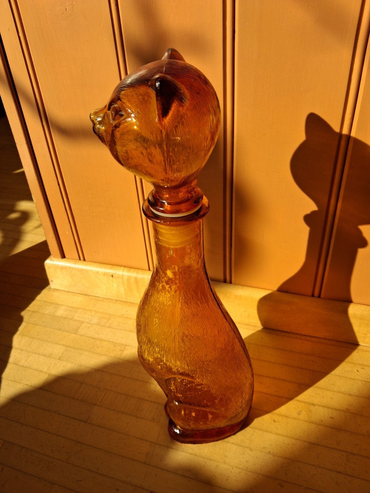 Empoli kat fles oranje/geel - Vintage glas, Antiek en Kunst, Ophalen of Verzenden