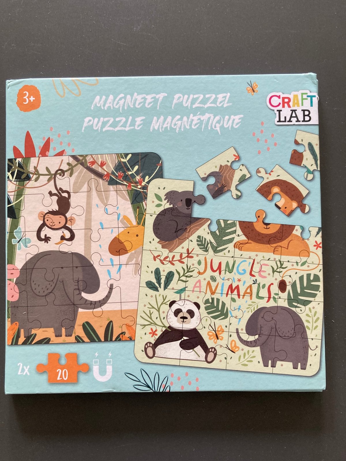Magnetische puzzel 2st in 1 in boek, Ophalen of Verzenden, 10 tot 50 stukjes, Zo goed als nieuw