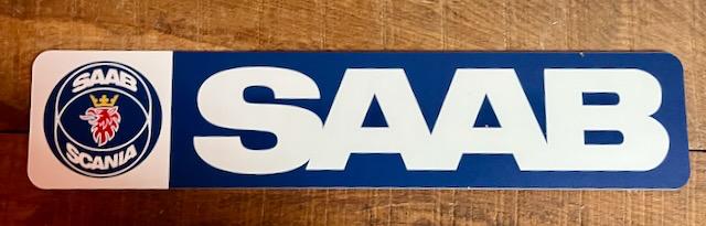 SAAB Retro   kentekenplaat reclamebord kunststof 52x11 cm., Ophalen of Verzenden, Zo goed als nieuw, Auto's
