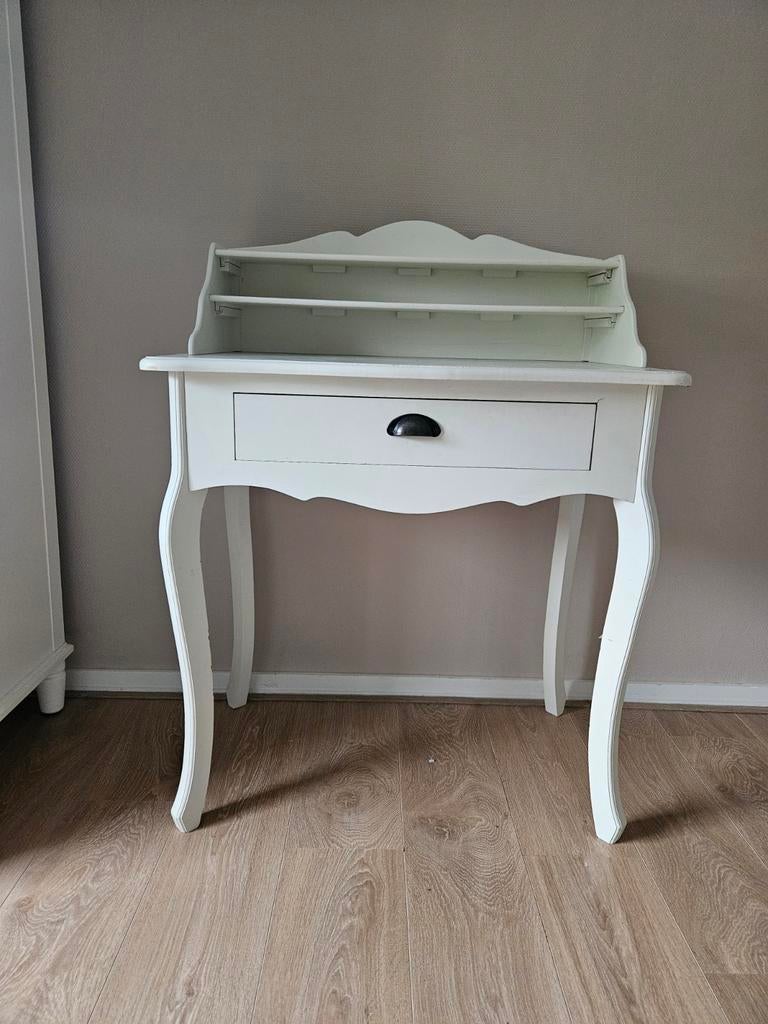 Witte kaptafel/make-up tafel met lade en opzetstuk, Ophalen, Gebruikt, 50 tot 100 cm, Minder dan 100 cm