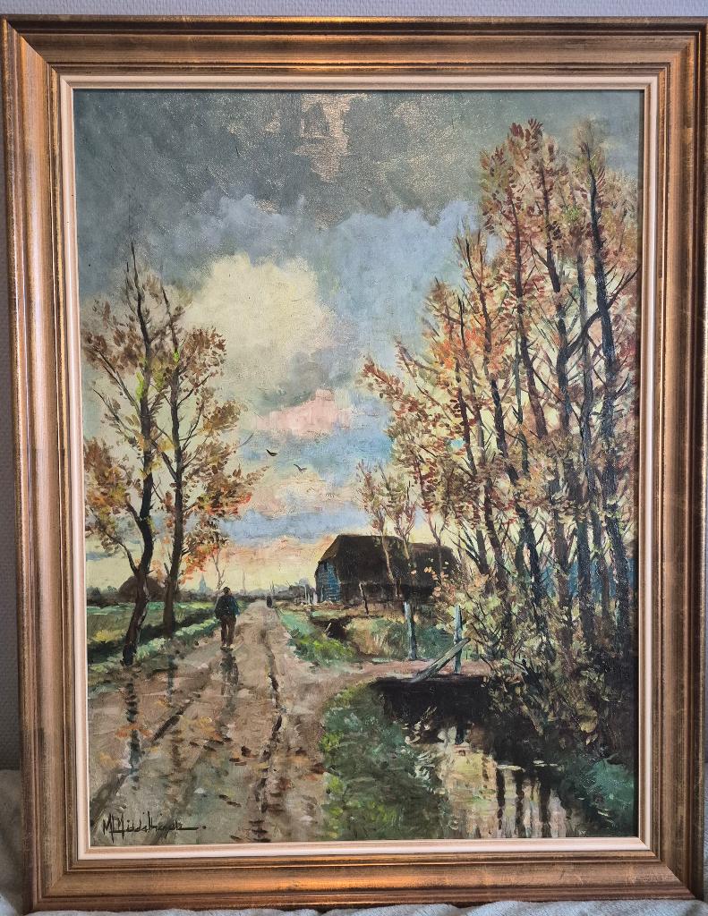 Schilderij van M.Middelhoek, 70 x 90 cm, Antiek en Kunst, Kunst | Schilderijen | Klassiek, Ophalen
