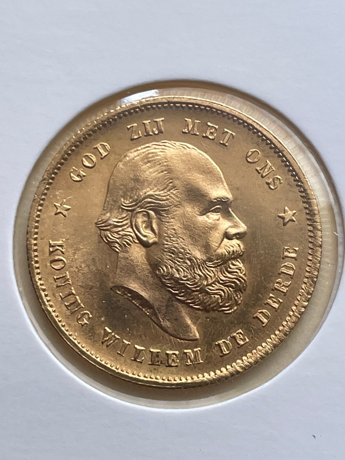 Gouden tientje 1887, Koning Willem III, Verzenden, Goud, Losse munt