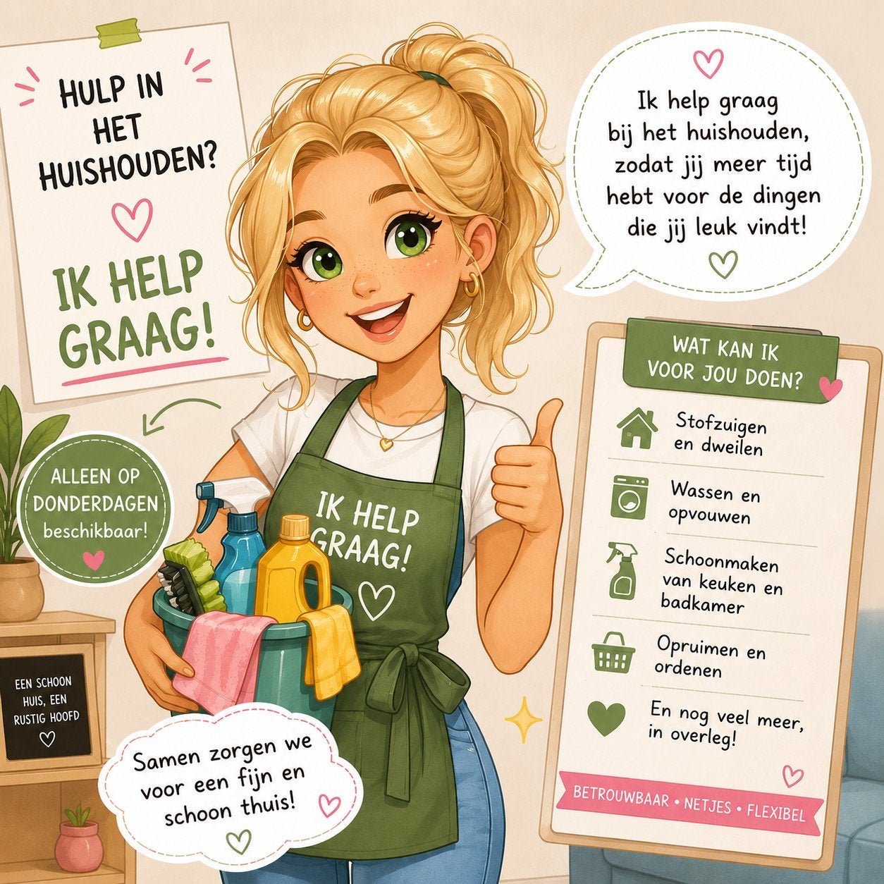 Hulp in het huishouden / vakantie hulp, Overige vormen, Overige uren, Vanaf 1 jaar, Overige niveaus