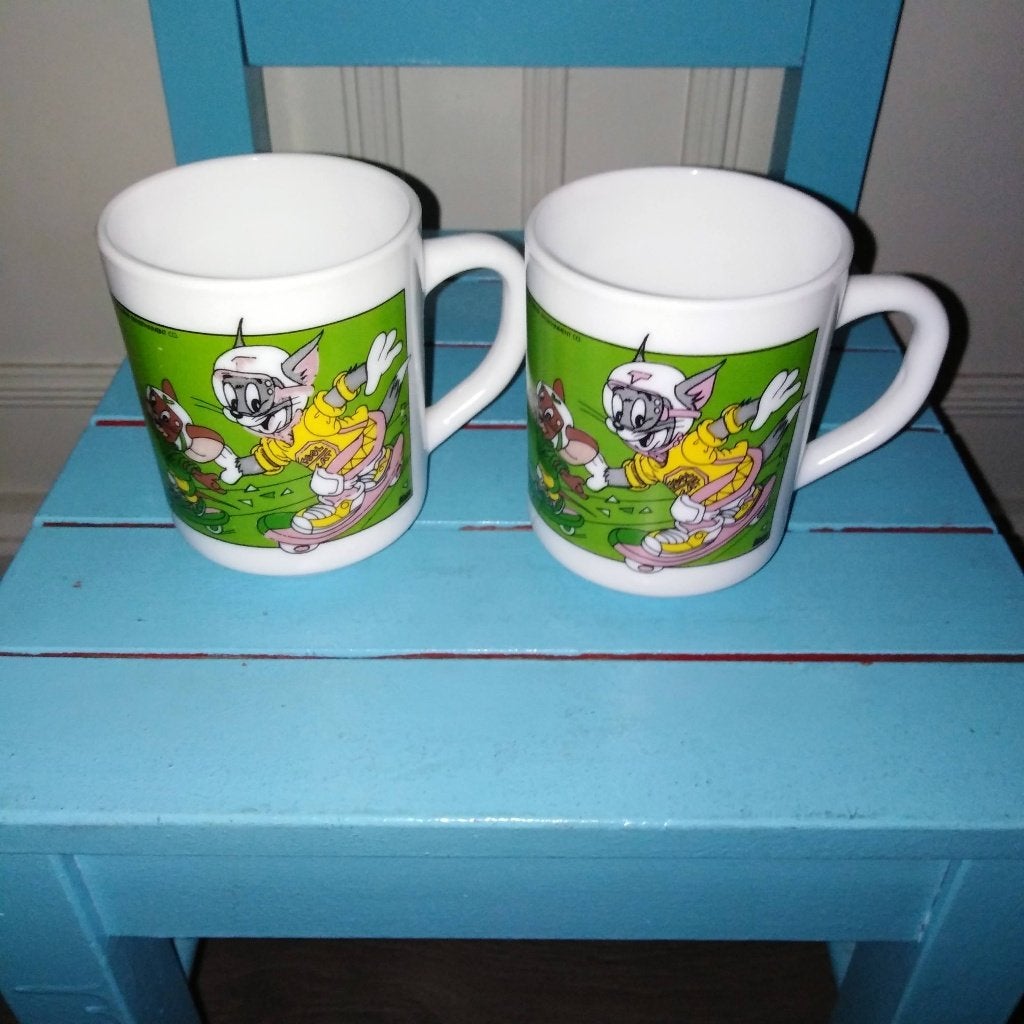 Tom en Jerry mokken 4 stuks, Verzamelen, Ophalen, Overige figuren, Gebruikt, Gebruiksvoorwerp