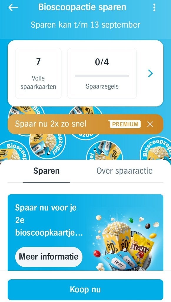 AH Bioscoopzegels 2 spaarkaarten., Albert Heijn, Verzenden