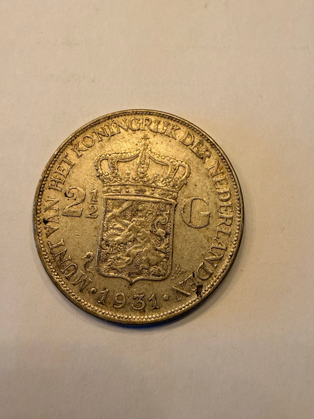 Zilveren 2½ Gulden Koningin Wilhelmina 1931, Ophalen, Zilver, Koningin Wilhelmina, Losse munt