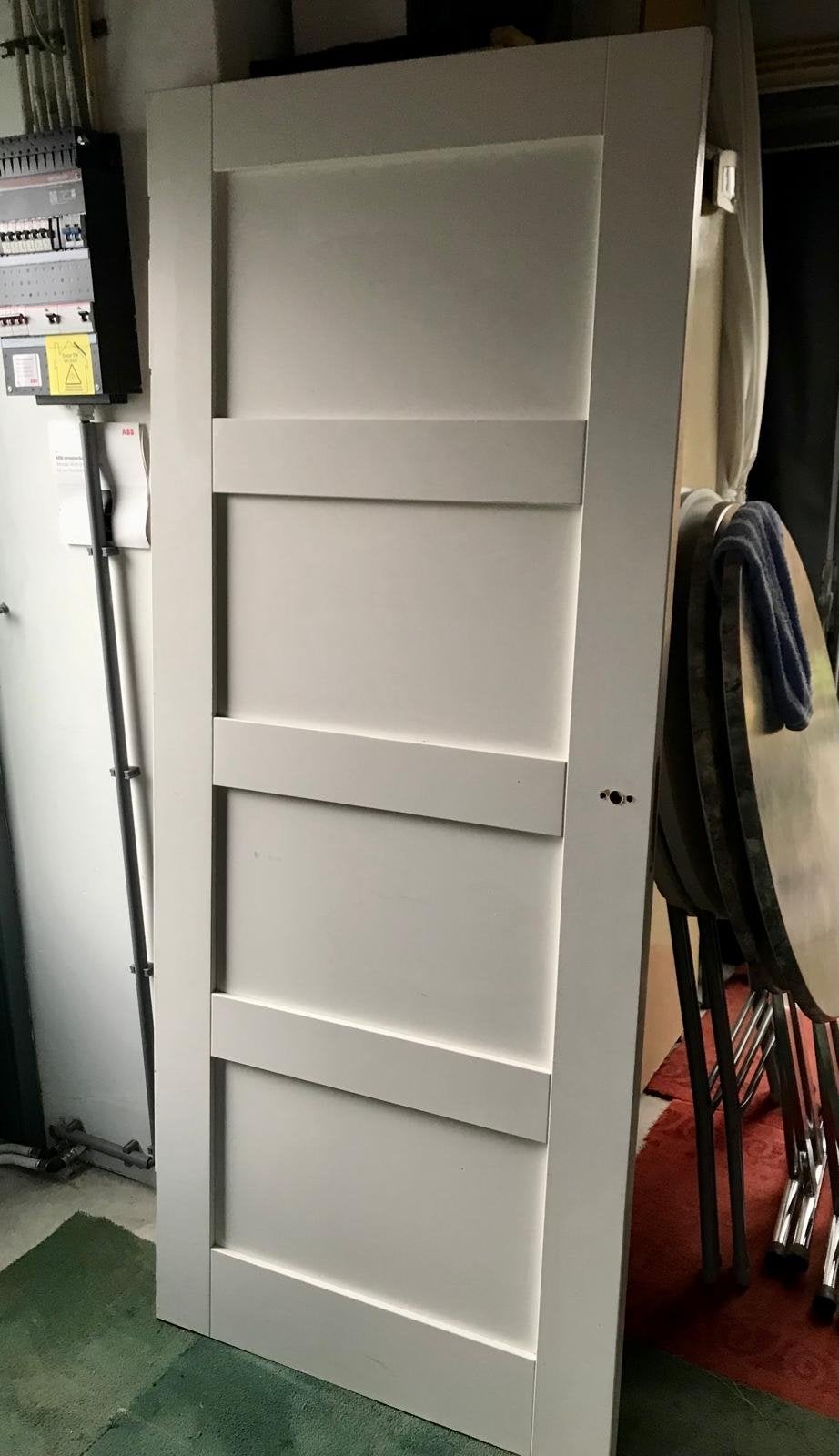 Witte binnendeur (stomp)met 4 panelen, 200x82,5x3,8cm, Ophalen, 80 tot 100 cm, Binnendeur, Zo goed als nieuw