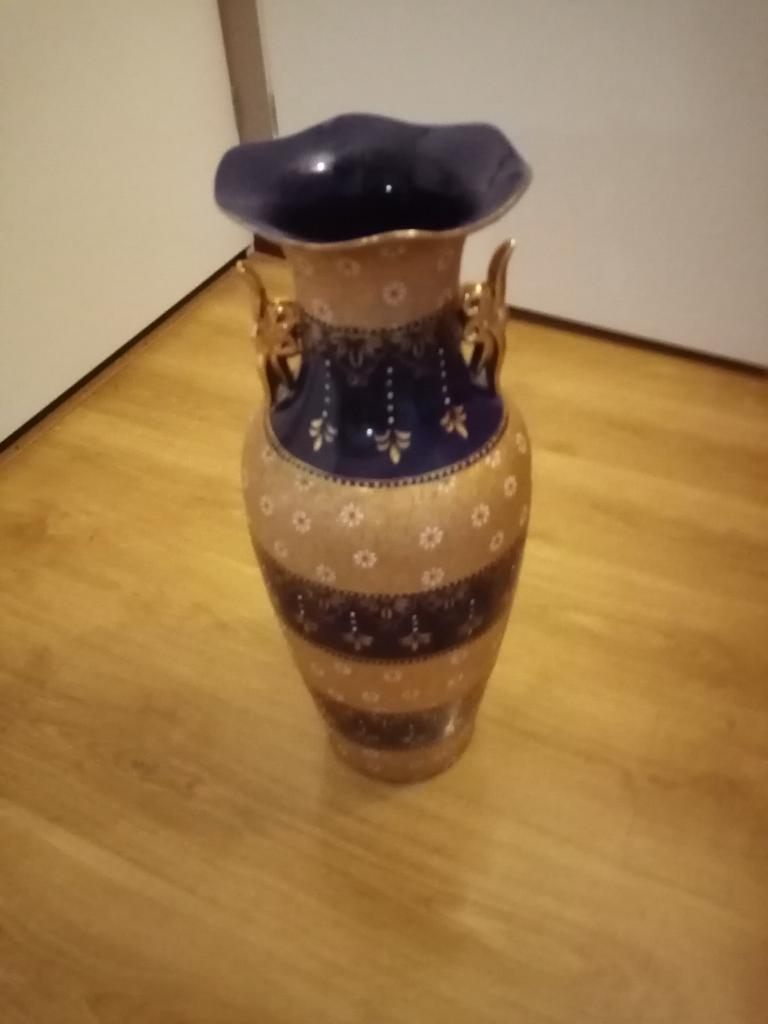Mooie grote vaas, Ophalen, 50 tot 75 cm, Blauw, Glas