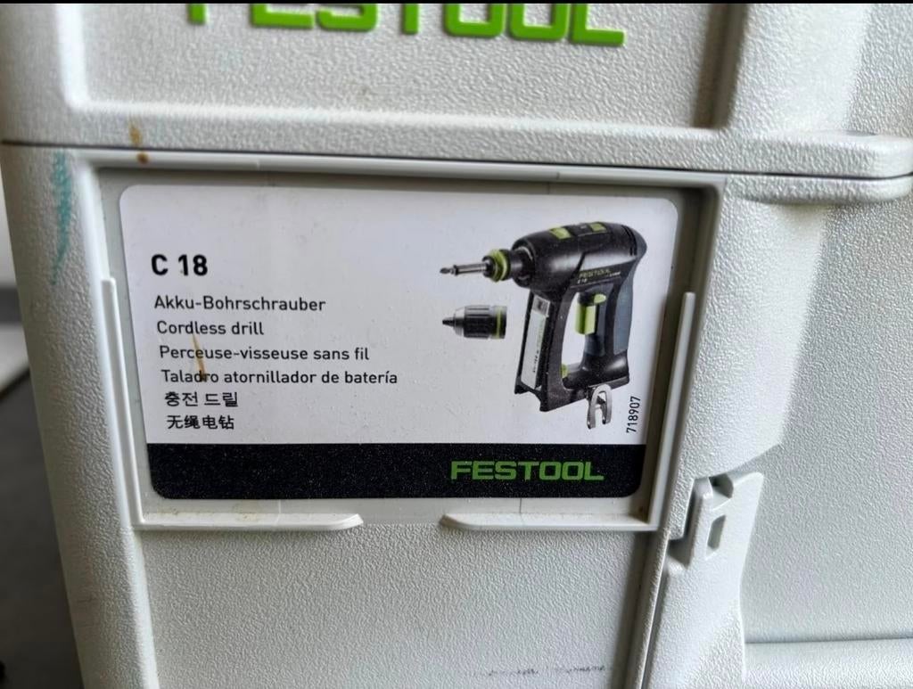 Festool C18 Accuboormachine met 2x 4Ah accu's en Systainer, Variabele snelheid, Ophalen of Verzenden, Minder dan 400 watt, Zo goed als nieuw