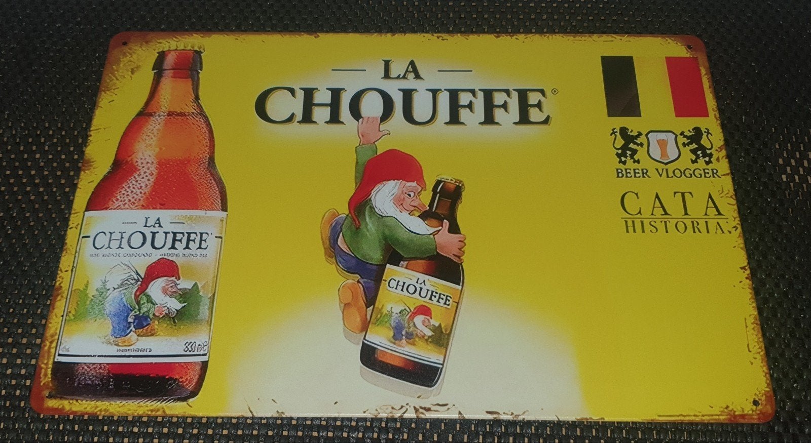 Prachtig metalen wandbord van la chouffe, Verzamelen, Biermerken, Ophalen of Verzenden, Nieuw, Reclamebord, Plaat of Schild, Overige merken