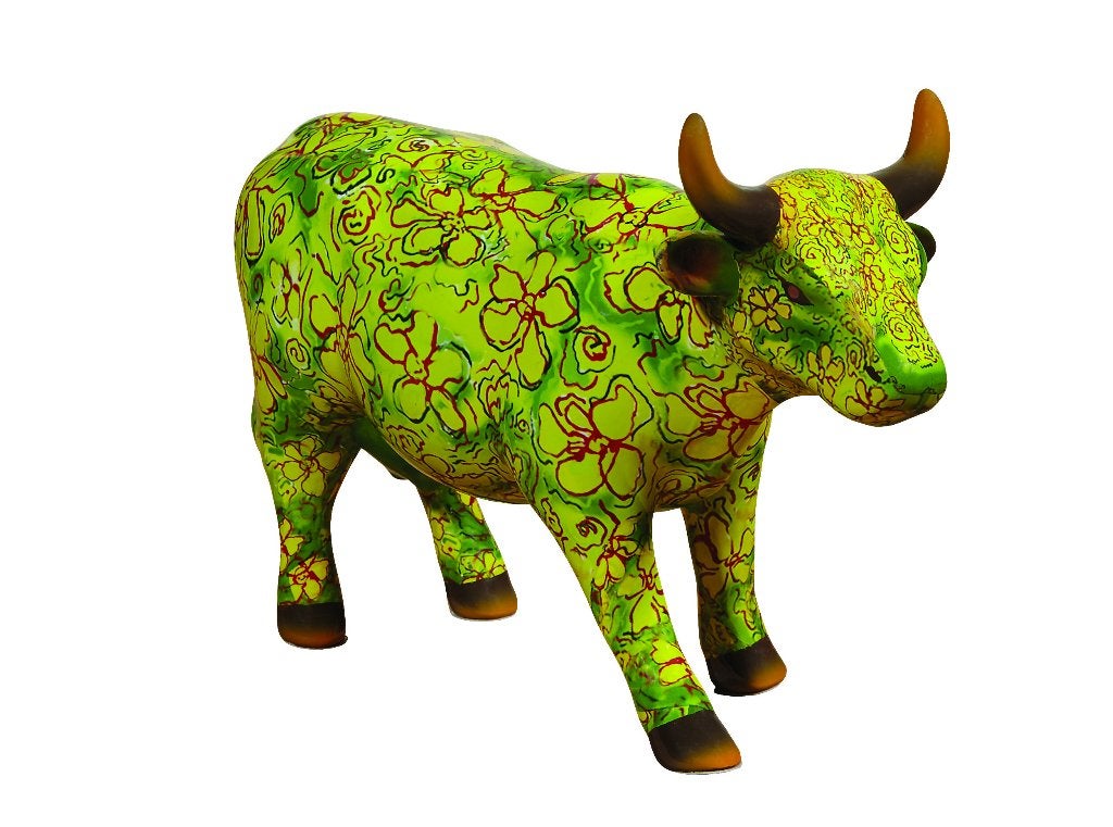 Nieuw Cow Parade koe Flora medium gratis verzending., Ophalen of Verzenden, Beeld, Steen/keramiek