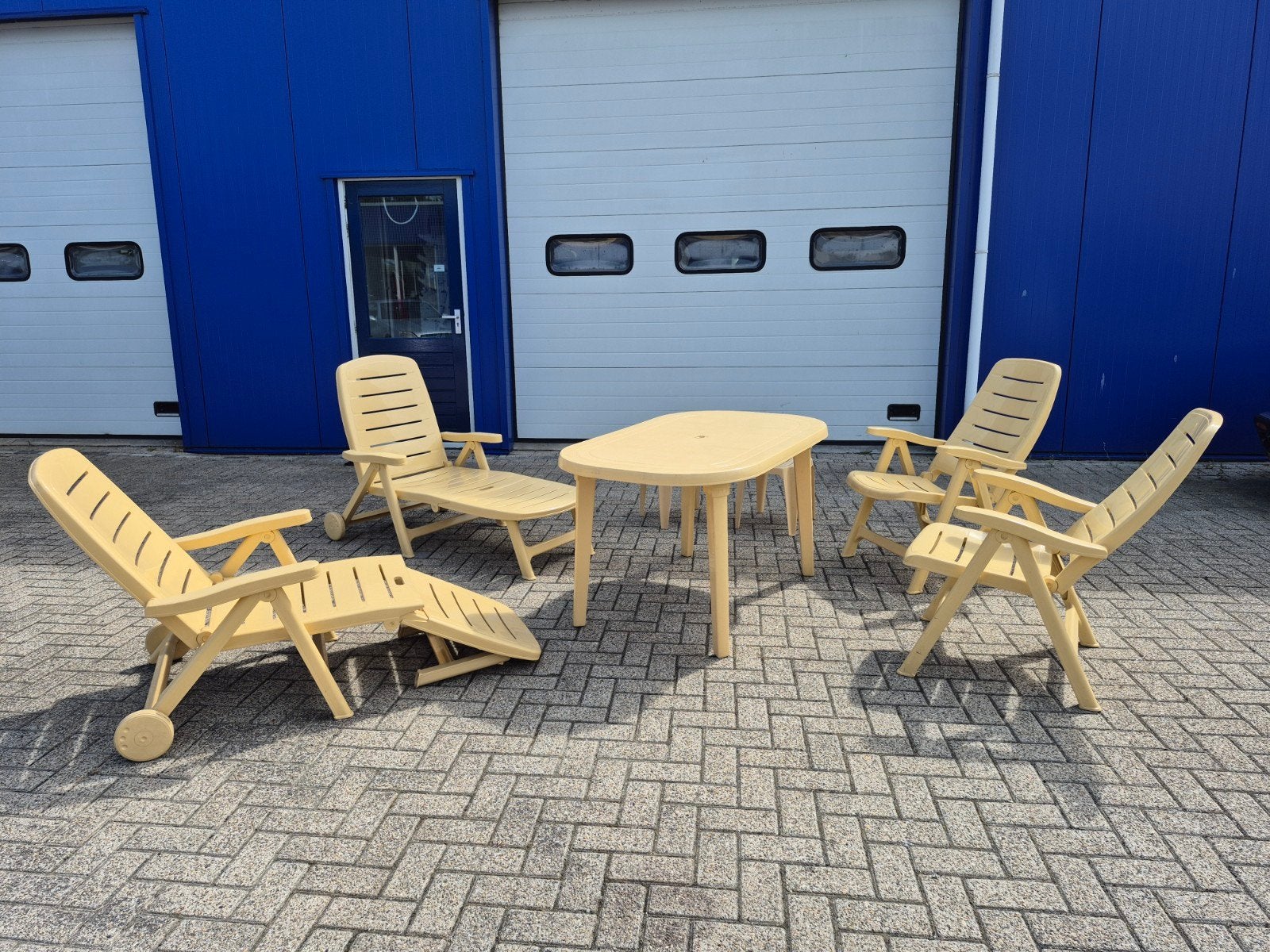 Tuinstoelen set.  Vintage, Ophalen, Zo goed als nieuw, Rechthoekig, Overige materialen