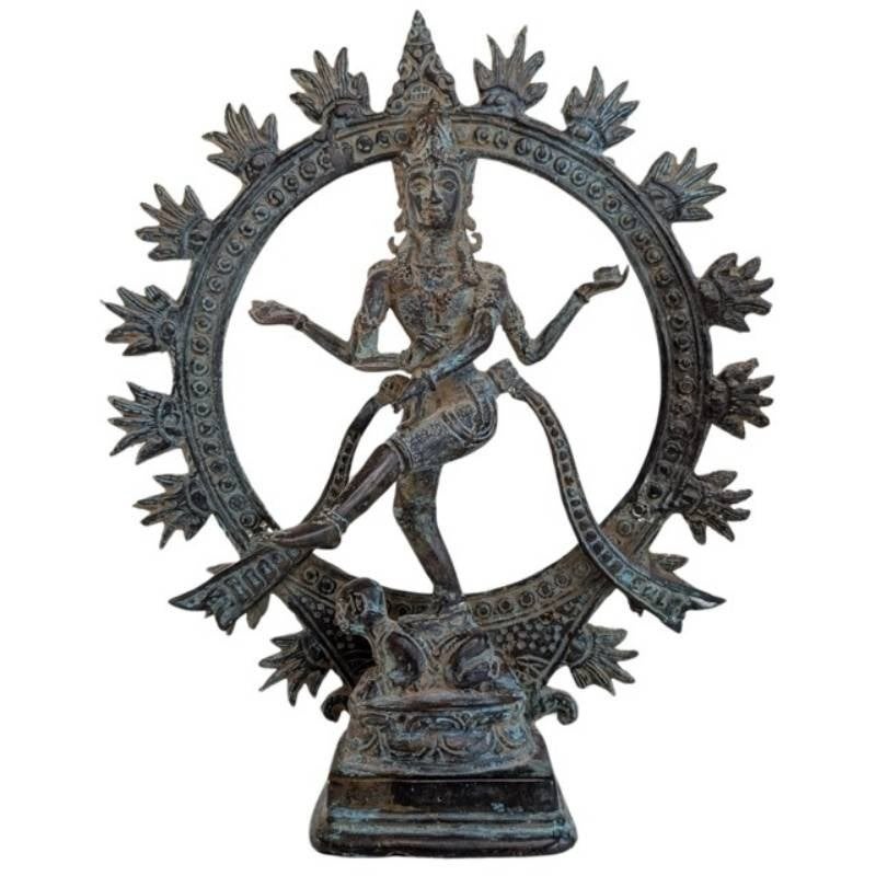 Titel: Antieke bronzen Shiva Nataraja – Indonesië, 082, Gebruikt, 31 cm, Ophalen of Verzenden, Bruin