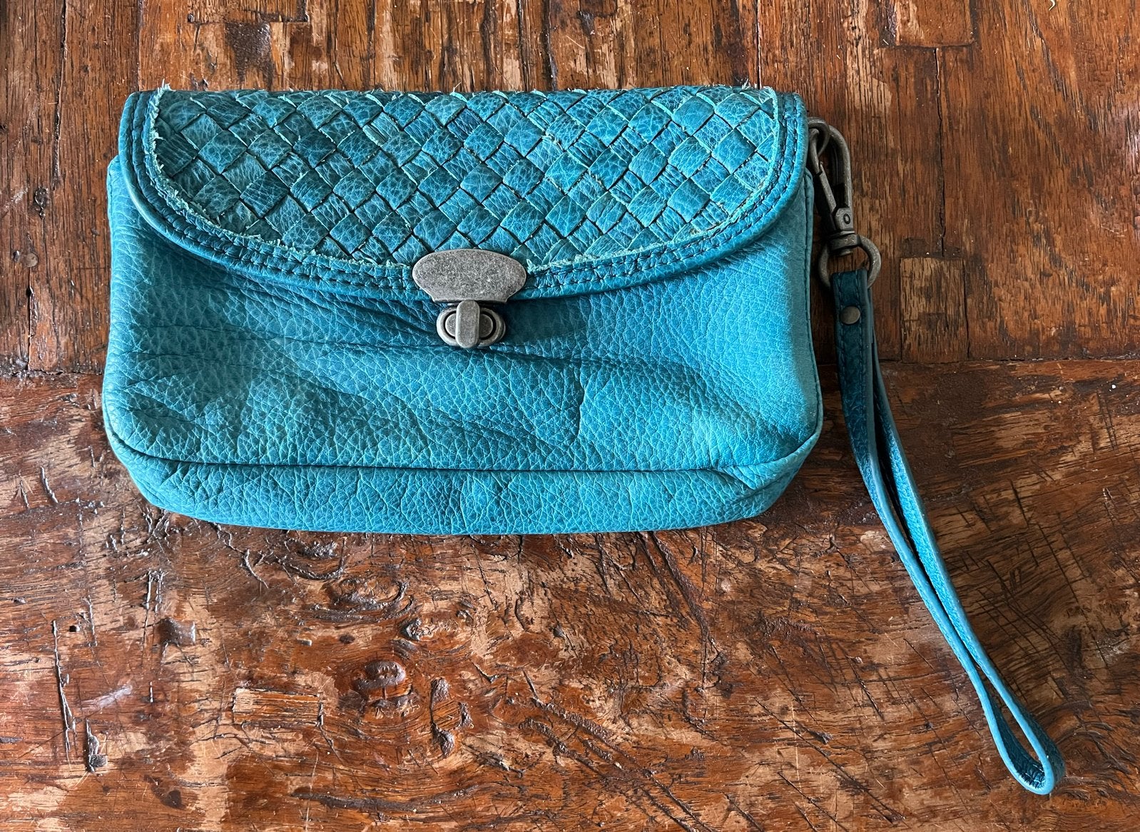Liebeskind Berlin Clutch/Portemonnee - Turquoise Leer, Ophalen of Verzenden, Gebruikt, Blauw, Avondtasje
