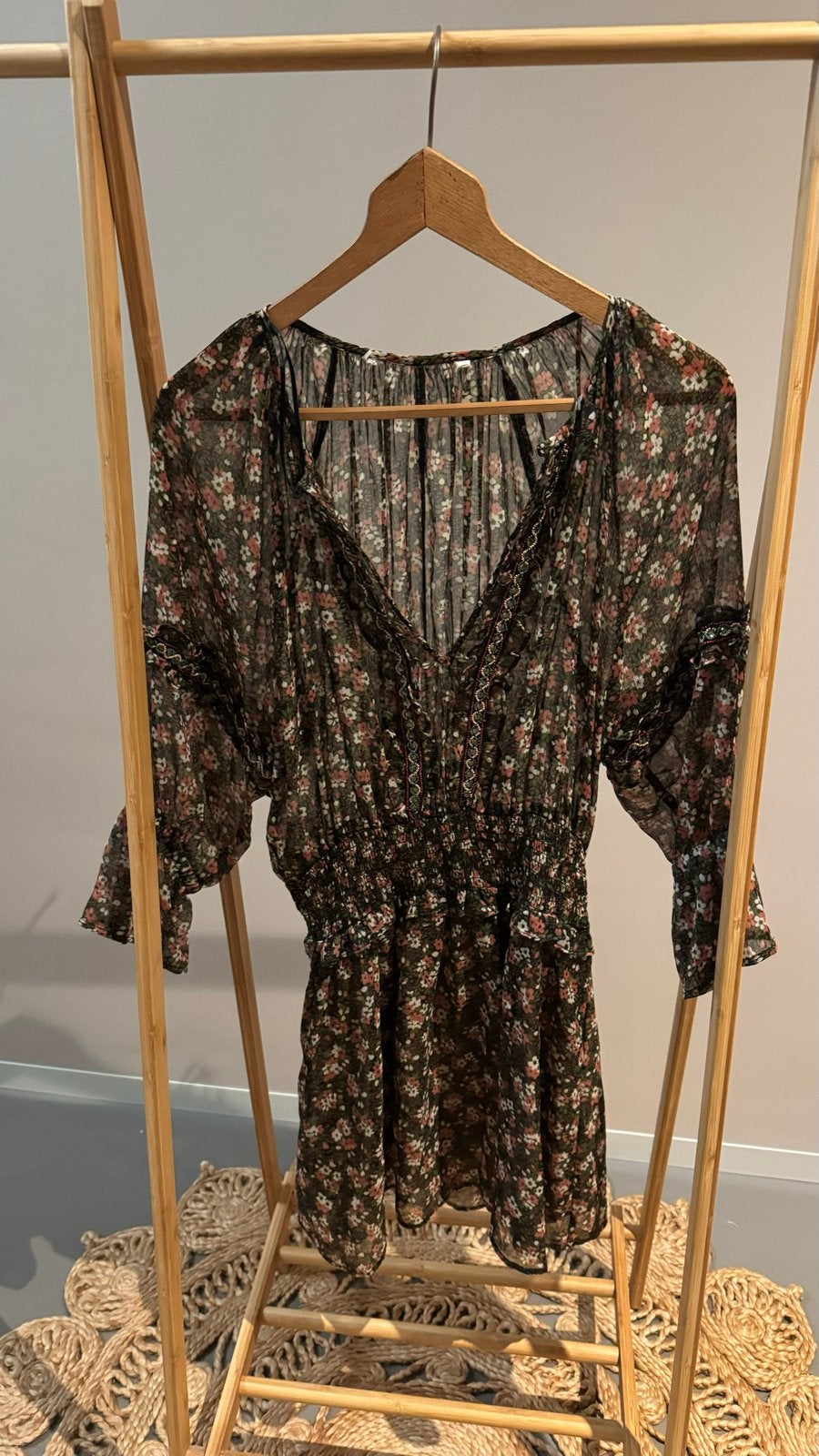 Zara bloemenjurk met elastische taille - Maat M, Maat 38/40 (M), Ophalen of Verzenden, Gedragen, Boven de knie