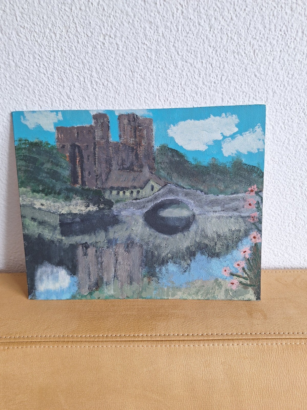 Schilderij Kasteel aan het water, Ophalen, Realistisch, Olieverf, Origineel werk