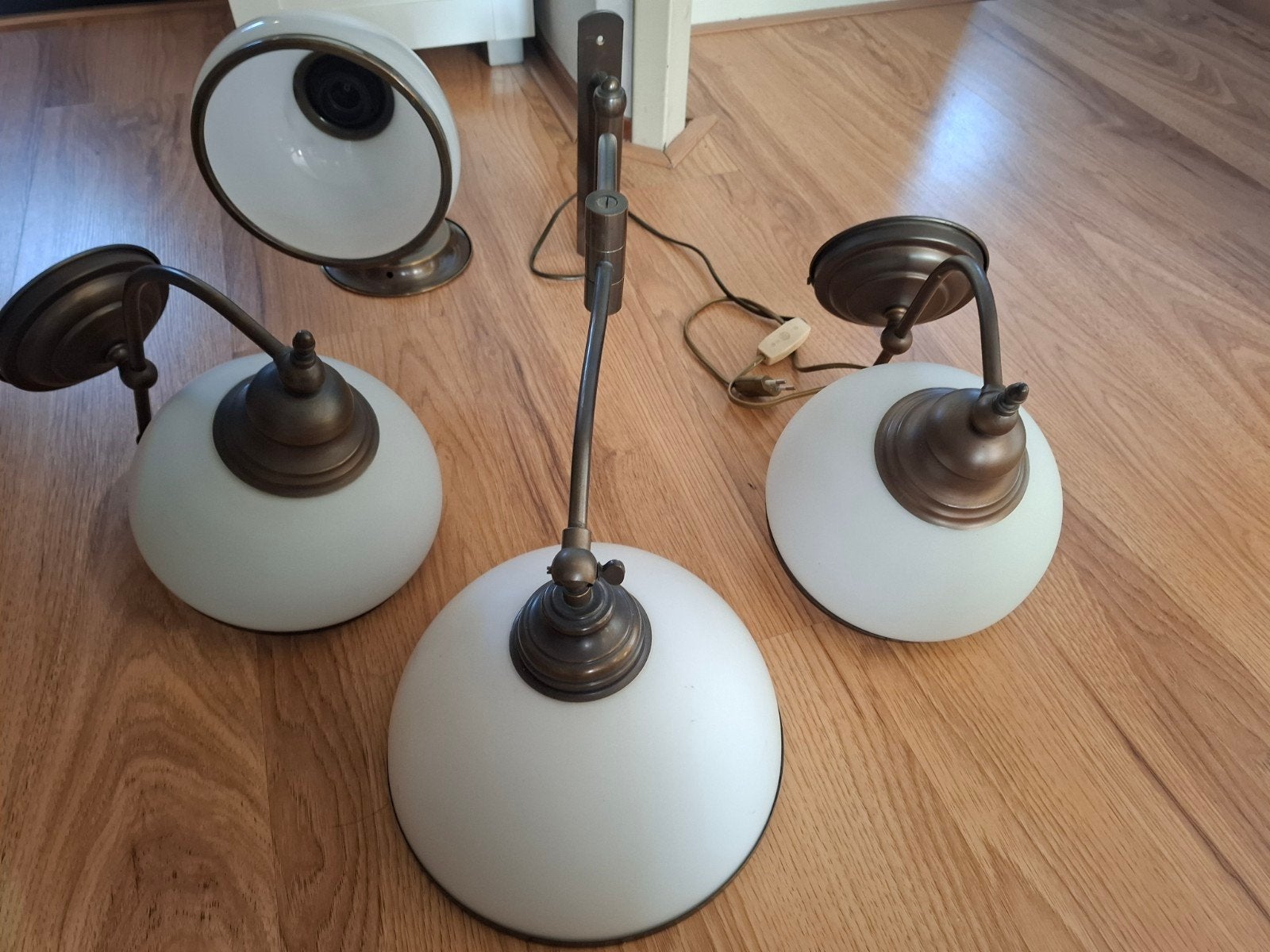 mooie set van 4 lampen glas, Ophalen, Glas