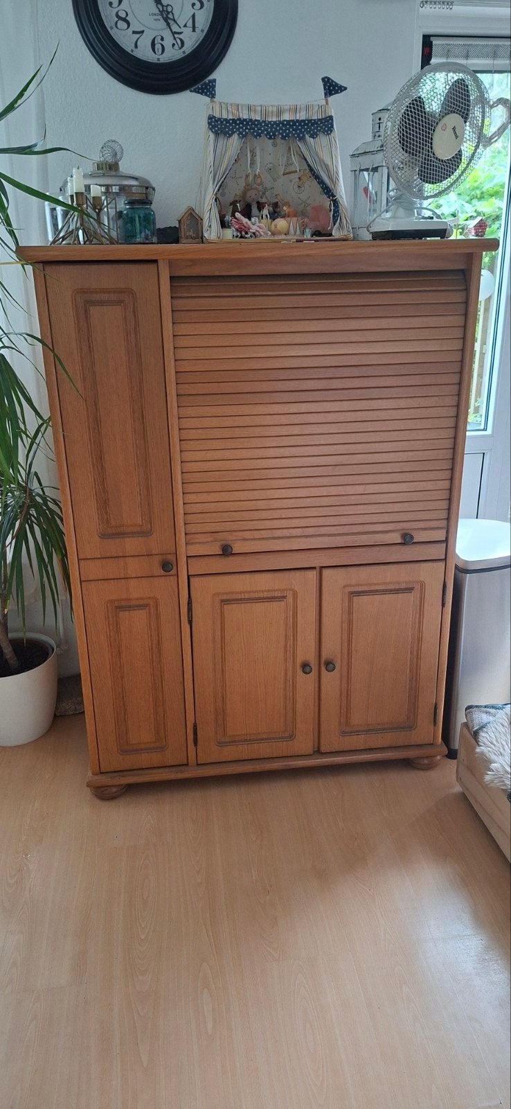 Eikenhouten secretaire / bureau met roldeur, Huis en Inrichting, Kasten | Computermeubels, Ophalen, Gebruikt, 70 tot 120 cm, Klassiek