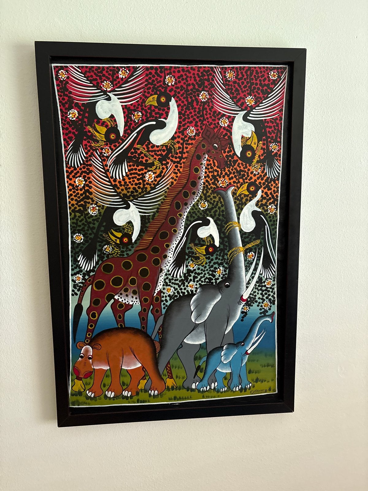 Tinga Tinga Schilderij - Afrikaanse Dieren door Mtengela, Ophalen