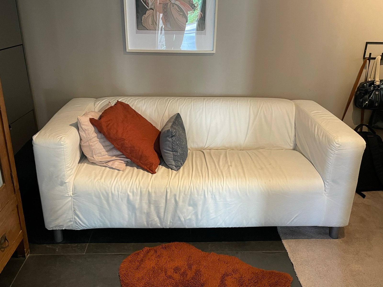 IKEA Klippan bank met 2 extra hoezen (rood en grijs), Ophalen, Gebruikt, 150 tot 200 cm, Tweepersoons