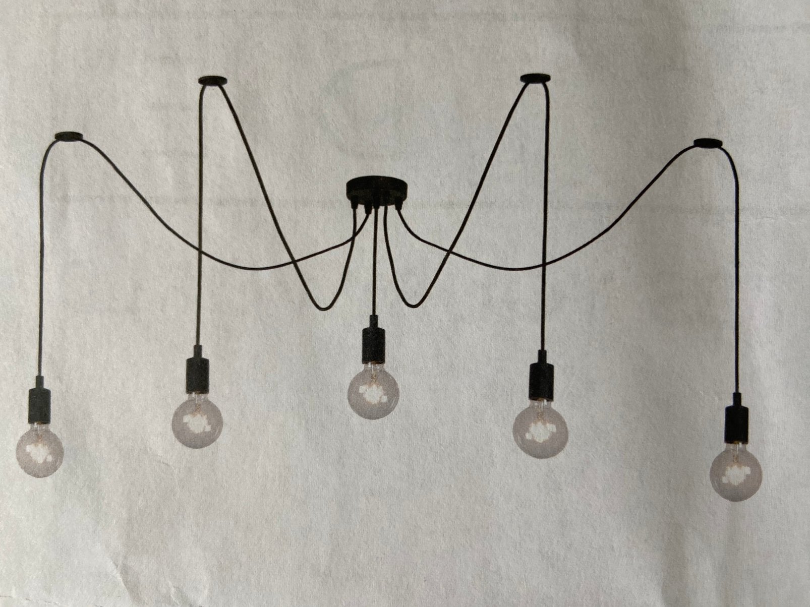 Lucide Octopus hanglamp 5 fittingen incl 2 grote led - Zwart, Ophalen, Gebruikt, Metaal, 75 cm of meer