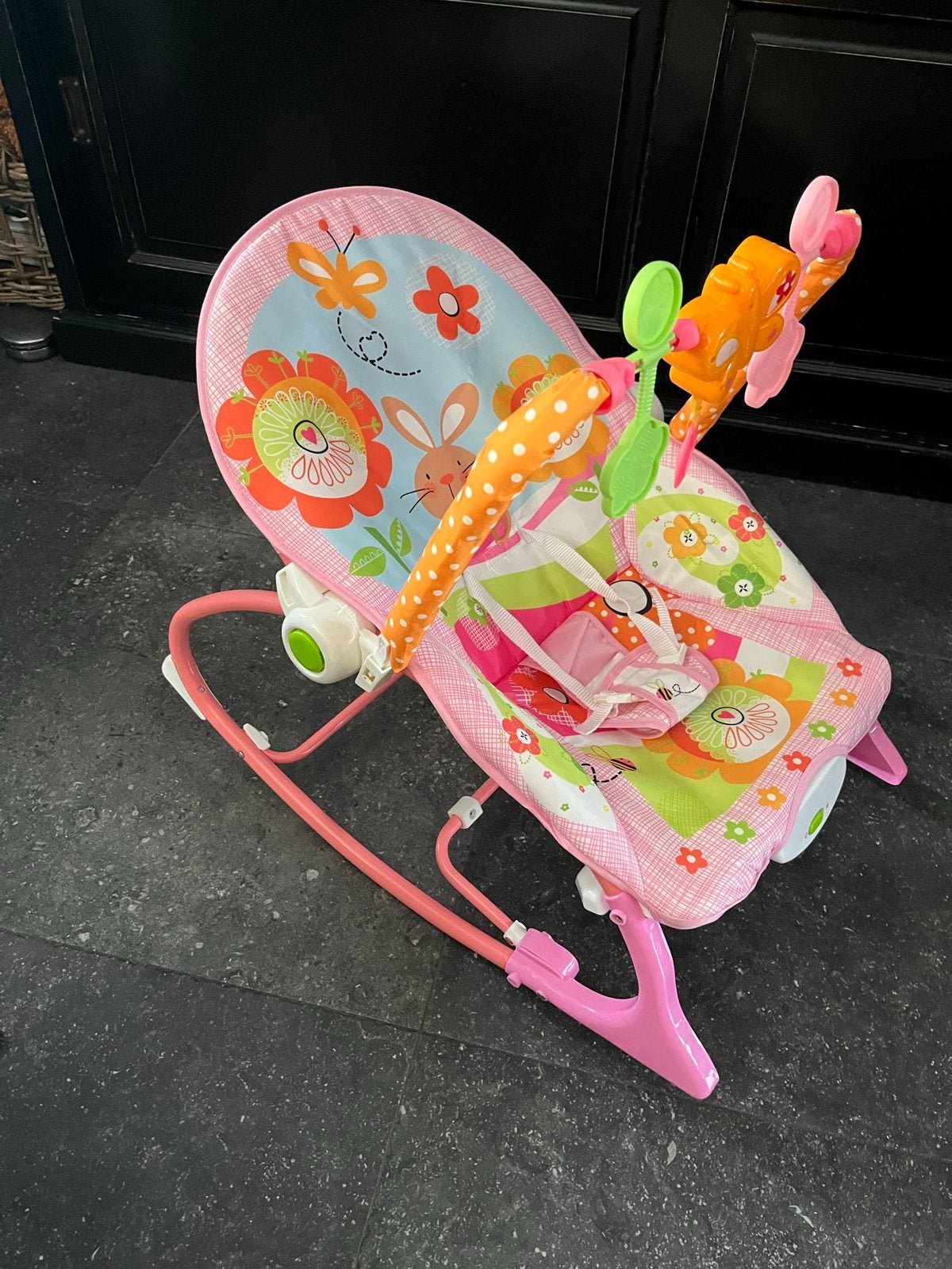 Roze wipstoel met speelboog Ecotoys, Wipstoel, Ophalen, Overige merken, Met gordel(s) of riempje(s)