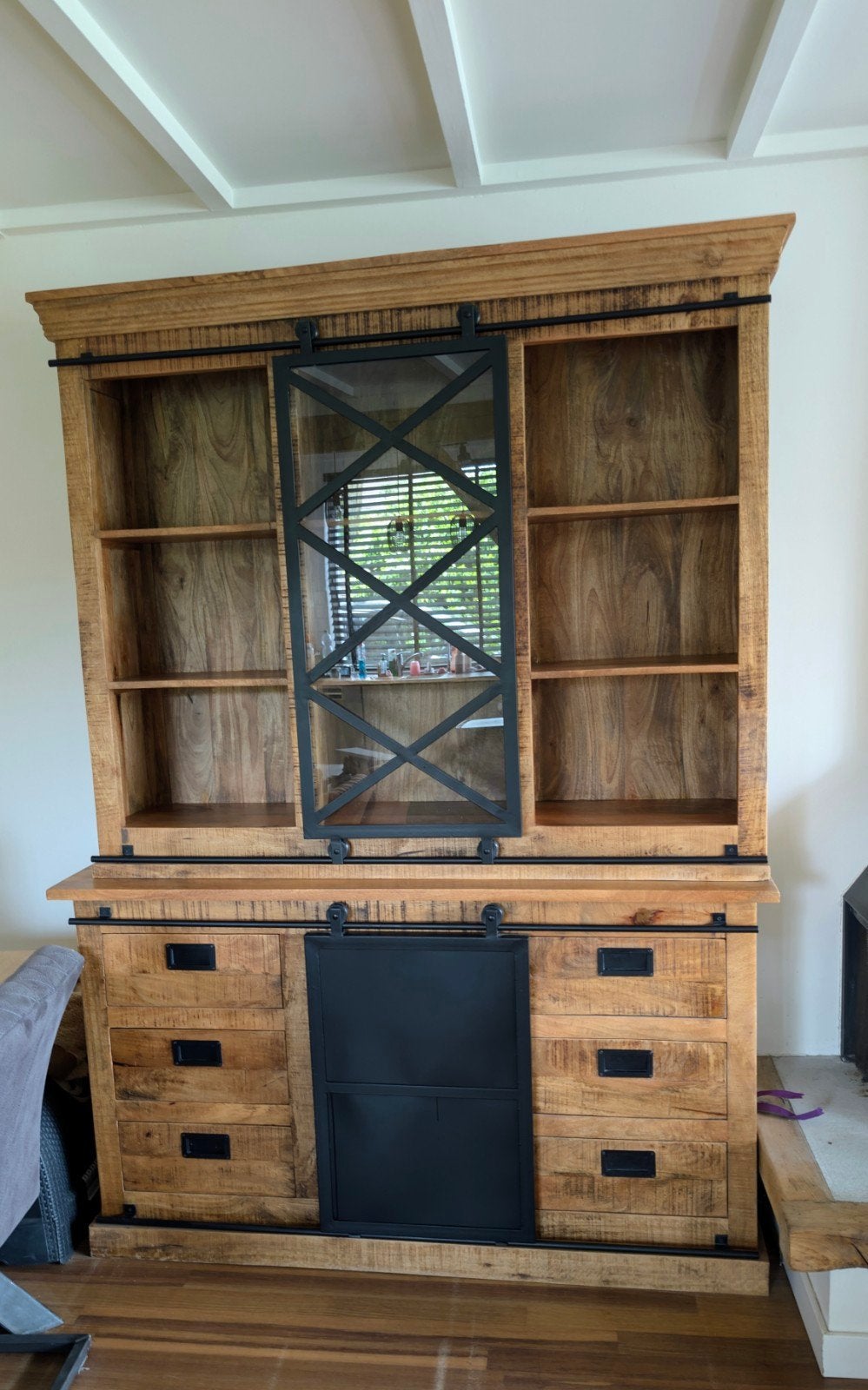 Mooie buffetkast zo goed als nieuw - 160x50x220cm, Glas, Met deur(en), 200 cm of meer, 150 tot 200 cm