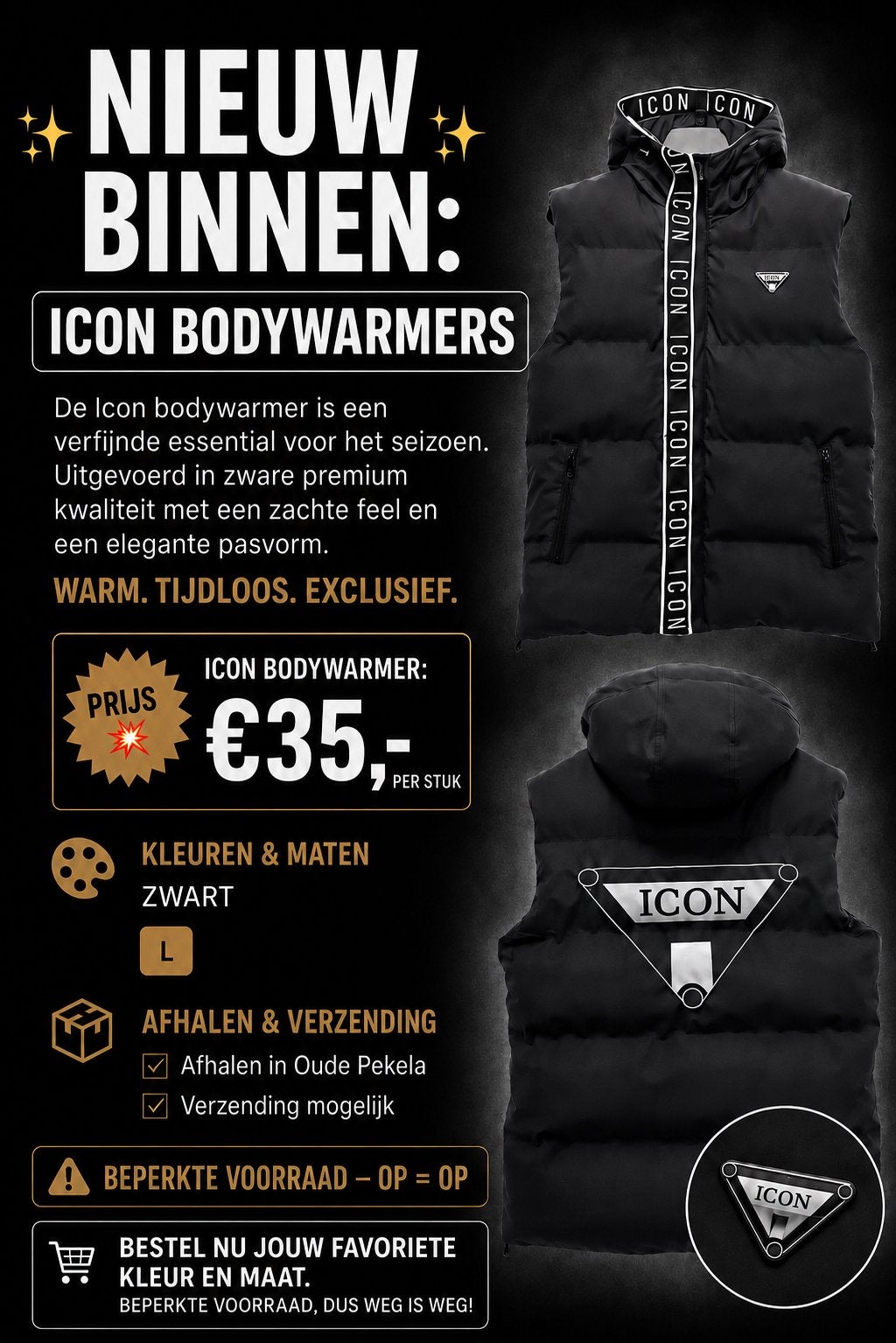 Icon bodywarmers diverse maten, Ophalen of Verzenden, Nieuw