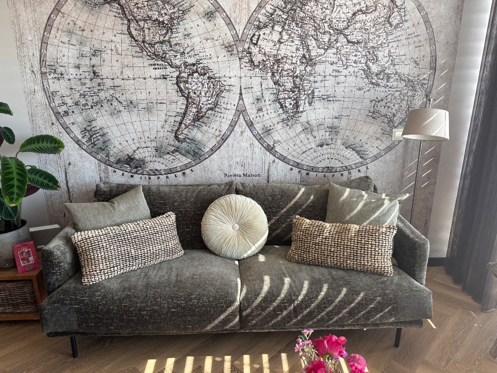 Luxe bank met bijhorende tafel en fauteuils, Ophalen, Zo goed als nieuw, Stof