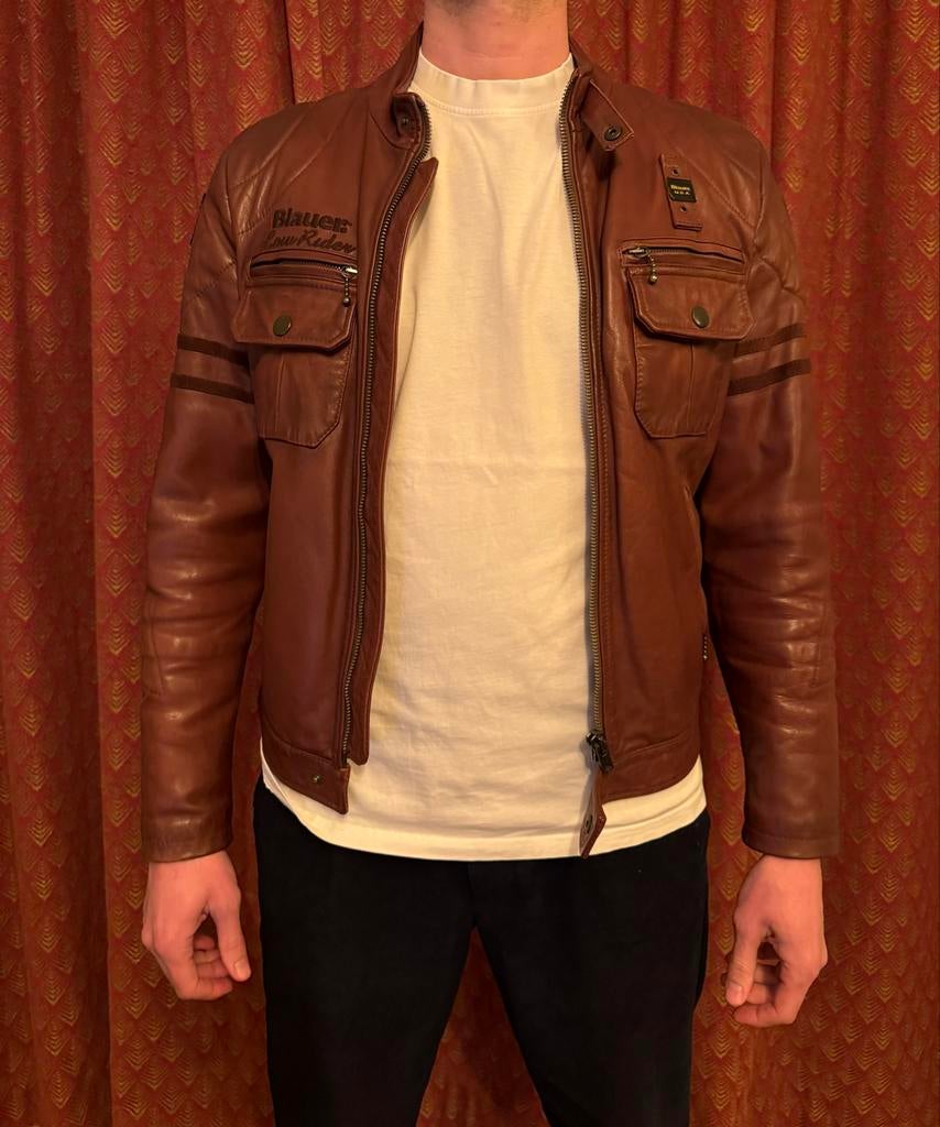 Blauer USA Low Rider Leren Motorjas - Bruin, Motoren, Kleding | Motorkleding, Ophalen of Verzenden, Tweedehands, Heren, Jas | leer